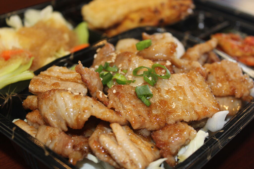 Sweet pork belly bento