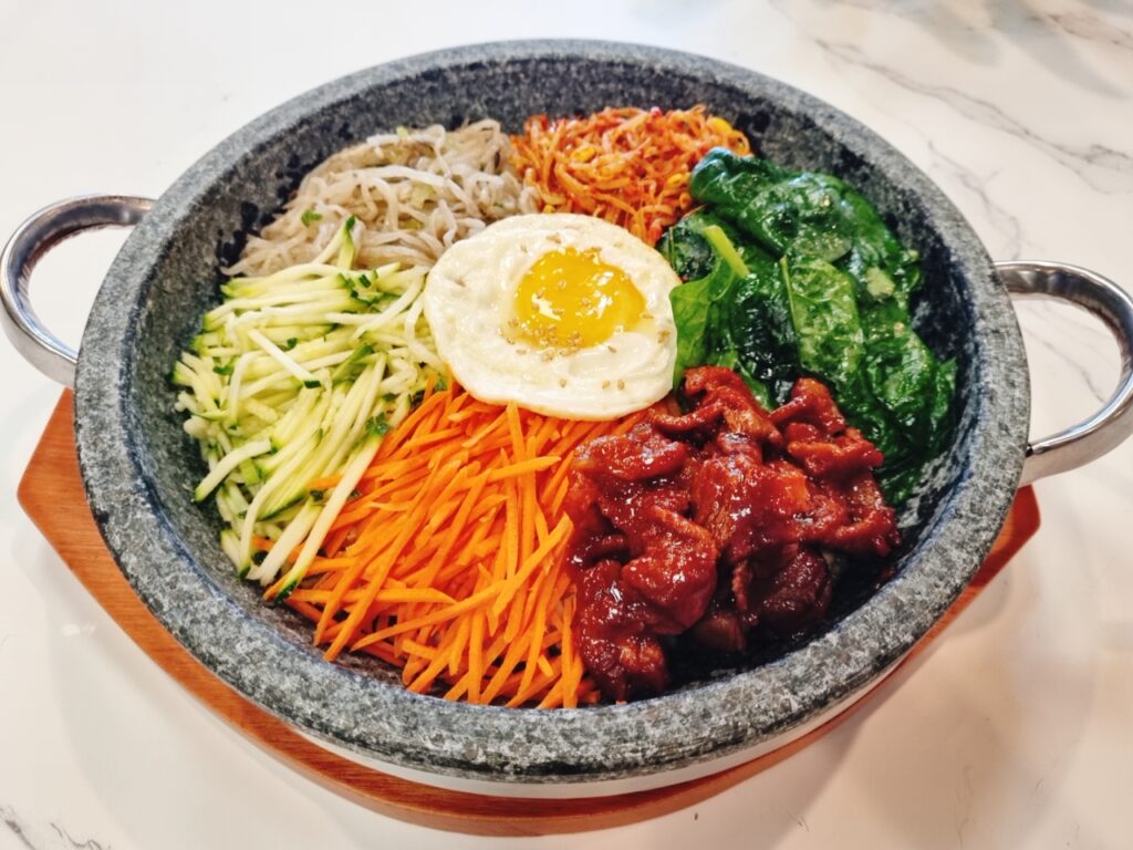 spicy pork bulgogi hotstone bibimbap